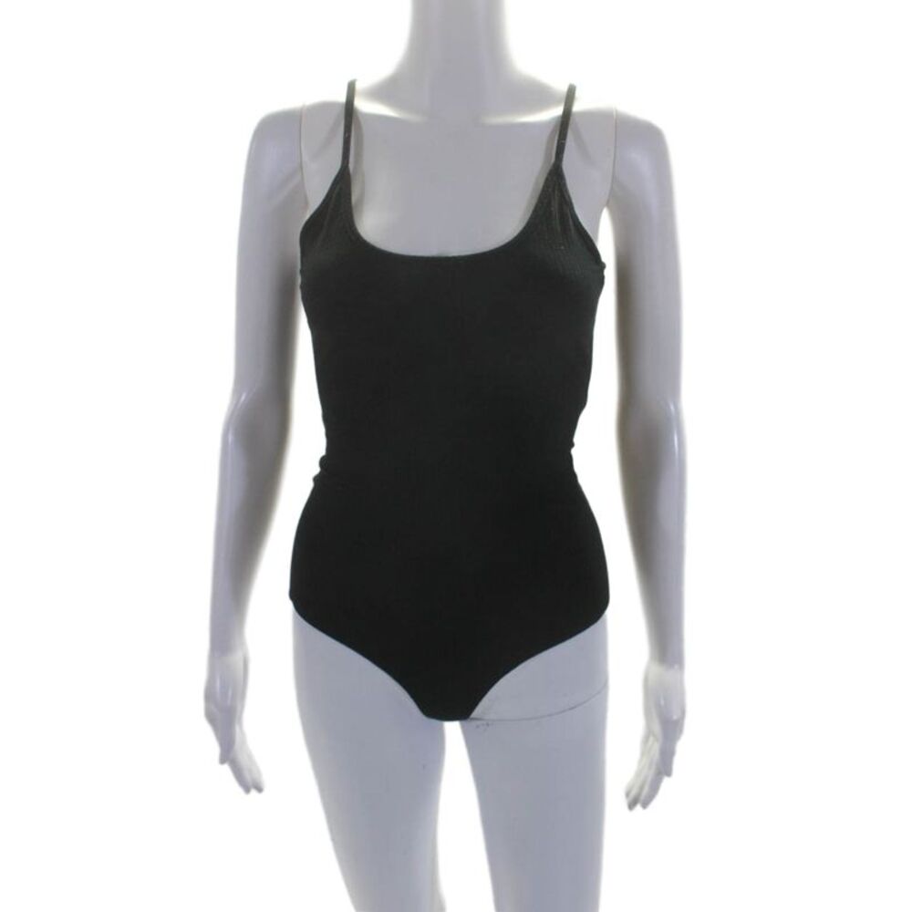 Emma & Sam Womens Strappy Back Scoop Neck Ribbed Bodysuit Black Size XS